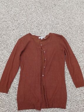 Downeast Women's Cinnamon Brown 3/4 Sleeve  Button Cardigan Size Small